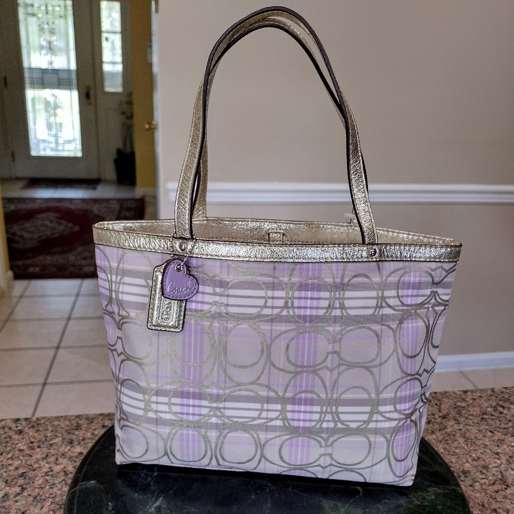 NWT COACH Signature plaid Multicolor tartan Mini Tote